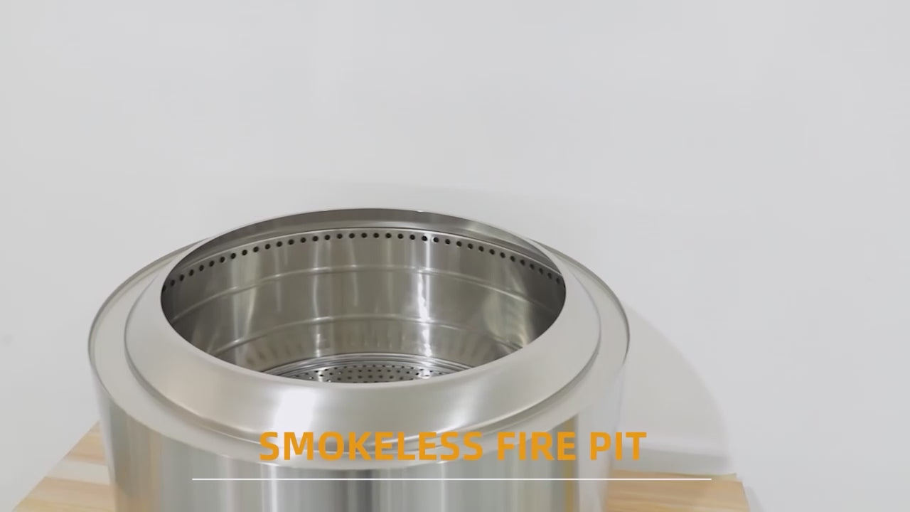 Blaze Smokeless Outdoor Fire Pit 68cm Dual-Fuel 304 Steel